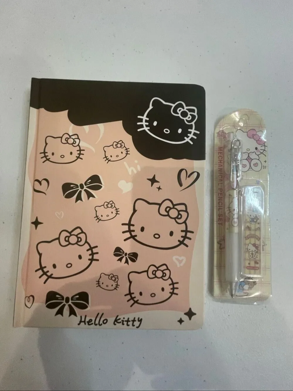 Hello Kitty hard journal diary with mechanical pencil and refills